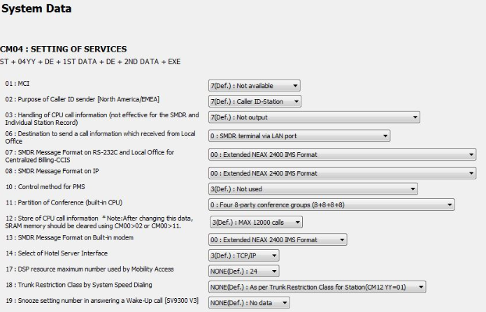 NEC SV9300 - SMDR/CDR call logging & accounting NEC SV9300 - SMDR/CDR call logging & accounting